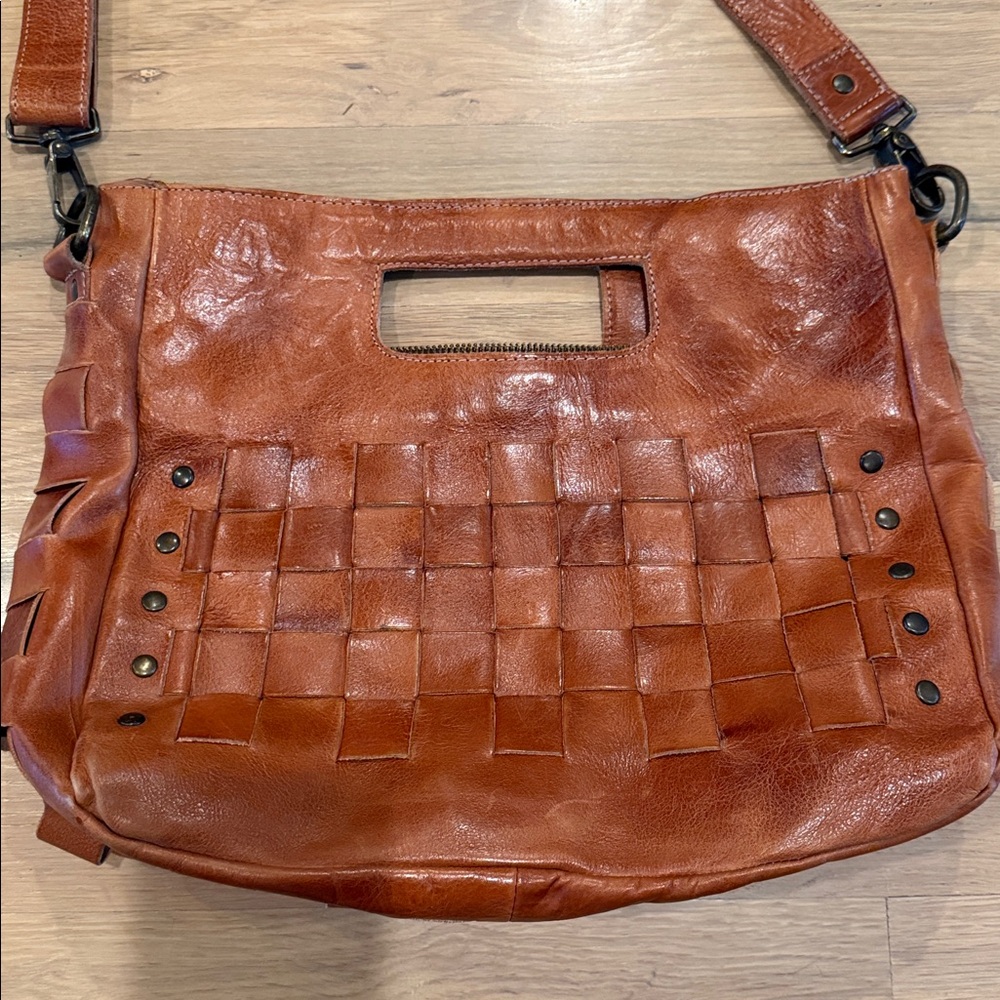 Bed Stu Orchid Studded Woven Leather Satchel Bag - Picture 5 of 14